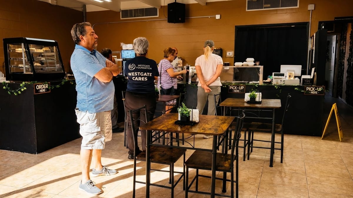 A market and a café, under one roof